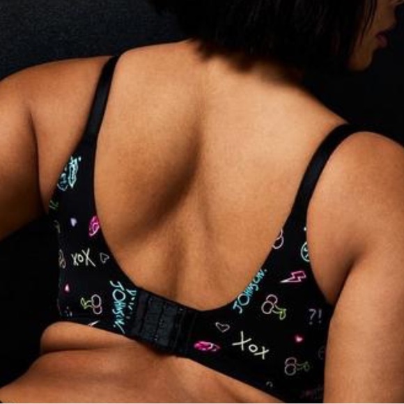 Torrid Betsey Johnson Neon Dream 360 Back Smoothing Lightly Wire Free Bra 44B - Picture 4 of 4